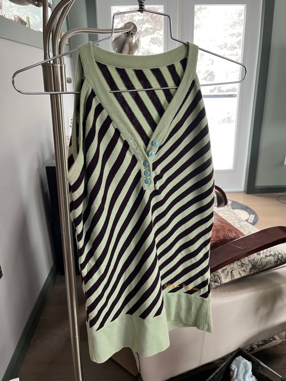 Lifestyle Collective Striped Sleeveless Knit Tank Top in Mint and BlackBrown